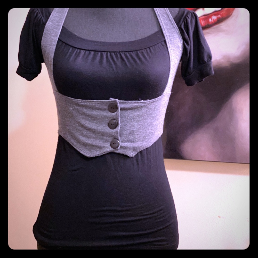 Black Shirt w Gray Vest SZ S